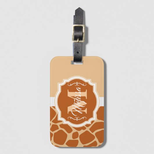 Giraffe Print Monogram Gepäckanhänger (Vorderseite Vertikal)