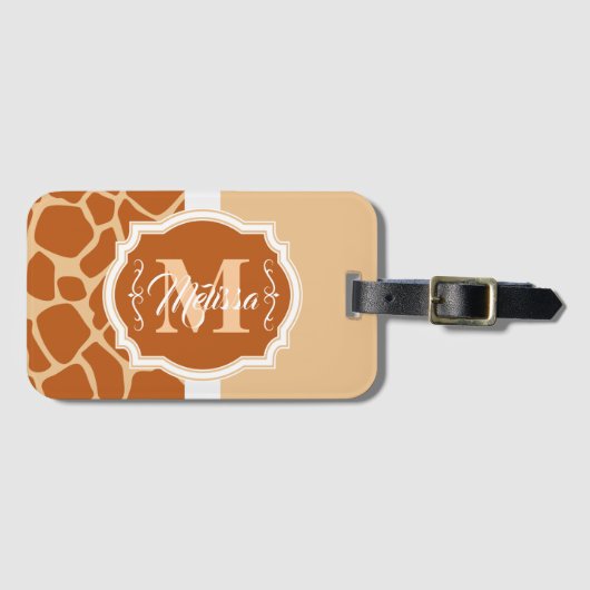 Giraffe Print Monogram Gepäckanhänger (Vorderseite (Horizontal))