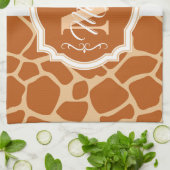 Giraffe Print Monogram Geschirrtuch (Gefaltet)