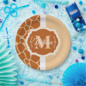 Giraffe Print Monogram Pappteller (Party)