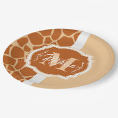 Giraffe Print Monogram Pappteller (Schrägansicht)