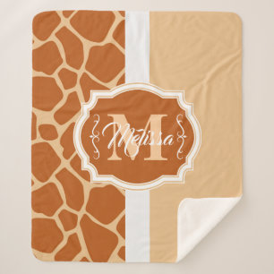 Giraffe Print Monogram Sherpadecke