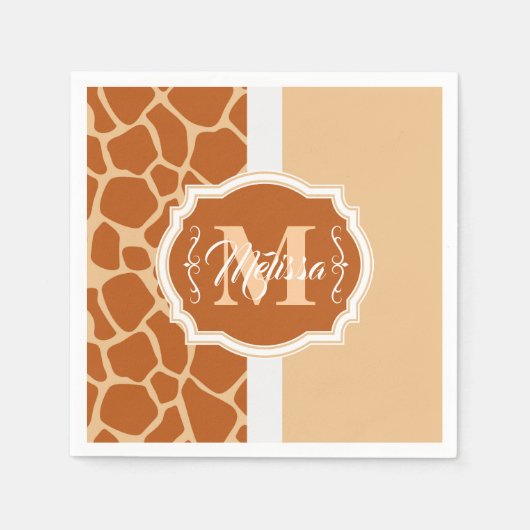Giraffe-Print-Monogramm Serviette (Vorderseite)