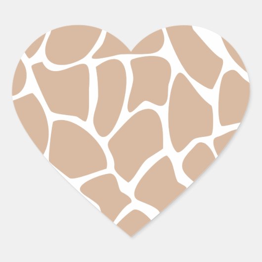 Giraffe Print Muster in Beige. Herz-Aufkleber (Vorderseite)