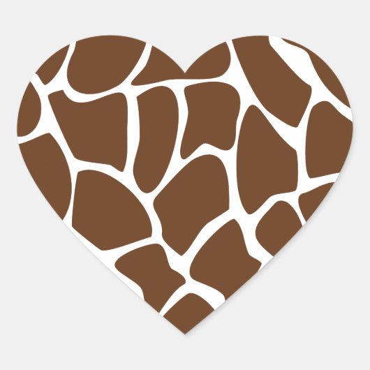 Giraffe Print Muster in Dunkelbraun. Herz-Aufkleber (Vorderseite)