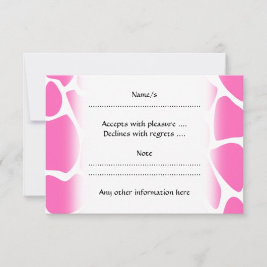Giraffe Print Muster in Hellrosa. RSVP Karte (Vorderseite)