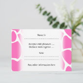 Giraffe Print Muster in Hellrosa. RSVP Karte (Stehend Vorderseite)