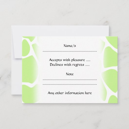 Giraffe Print Muster in Light Lime Green. RSVP Karte (Vorderseite)