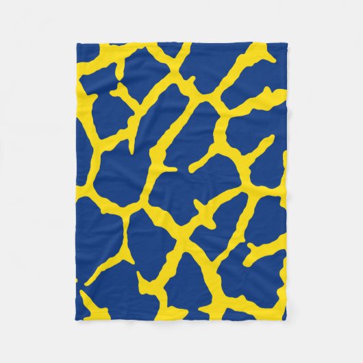 Giraffe Print Navy Yellow Fleecedecke (Vorderseite)