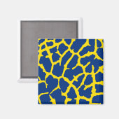 Giraffe Print Navy Yellow Magnet (Vorderseite/Rückseite)