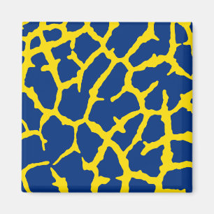 Giraffe Print Navy Yellow Magnet