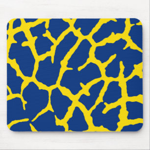Giraffe Print Navy Yellow Mousepad