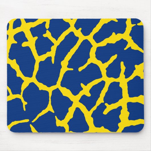 Giraffe Print Navy Yellow Mousepad (Vorne)