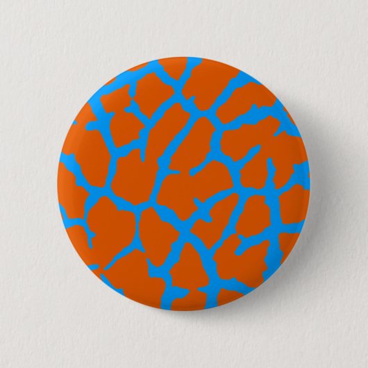 Giraffe Print Orange Cyan Button (Vorderseite)