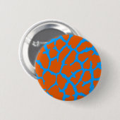 Giraffe Print Orange Cyan Button (Vorne & Hinten)