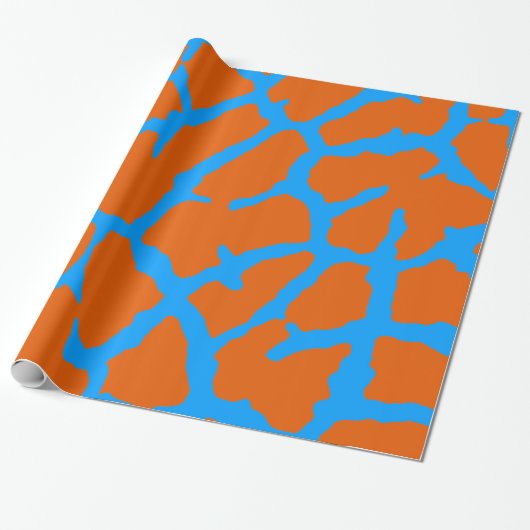 Giraffe Print Orange Cyan Geschenkpapier (Ungerollt)