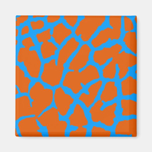 Giraffe Print Orange Cyan Magnet (Vorne)