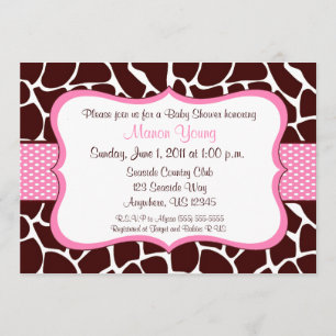 Giraffe Print Pink Babydusche Einladung