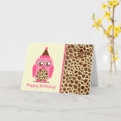 Giraffe Print & Pink Owl Geburtskarte Karte (Gelbe Blume)