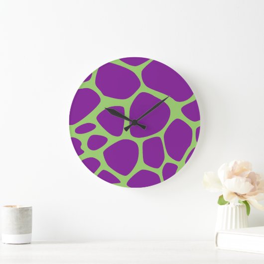 Giraffe Print, Purple Giraffe, Animal Print Große Wanduhr (Zuhause)