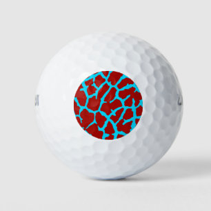 Giraffe Print Red Cyan Golfball