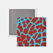 Giraffe Print Red Cyan Magnet (Vorderseite/Rückseite)