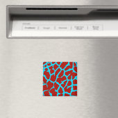 Giraffe Print Red Cyan Magnet (In Situ (Geschirrspüler))