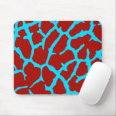 Giraffe Print Red Cyan Mousepad (Mit Mouse)
