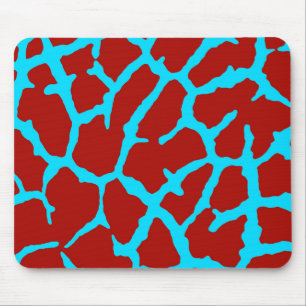 Giraffe Print Red Cyan Mousepad