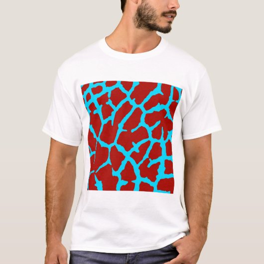 Giraffe Print Red Cyan T-Shirt (Vorderseite)