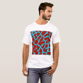 Giraffe Print Red Cyan T-Shirt (Vorne ganz)