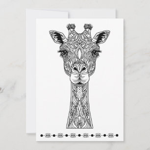 Giraffe, Print- und Farbkarte, Denken Sie an Sie Feiertagskarte
