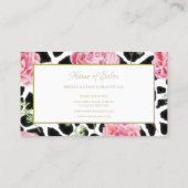 Giraffe Print und Rosa Blütenblüte Boutique Visitenkarte (Rückseite)