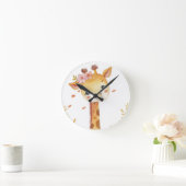 Giraffe Print Wooden Schreibtischuhr Runde Wanduhr (Zuhause)