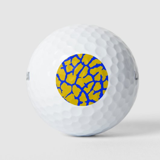 Giraffe Print Yellow Blue Golfball (Vorderseite)