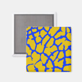 Giraffe Print Yellow Blue Magnet (Vorderseite/Rückseite)