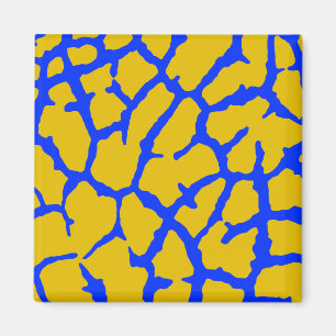 Giraffe Print Yellow Blue Magnet