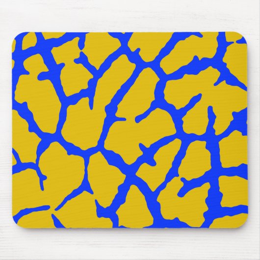 Giraffe Print Yellow Blue Mousepad (Vorne)