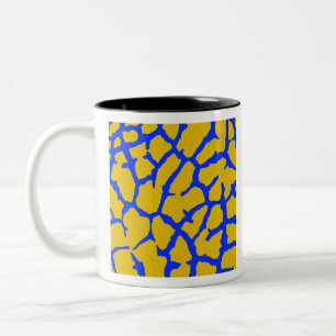 Giraffe Print Yellow Blue Zweifarbige Tasse