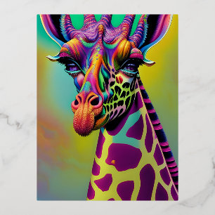 Giraffe Psychedelic Fantasy Character Portrait Folien Feiertagspostkarte