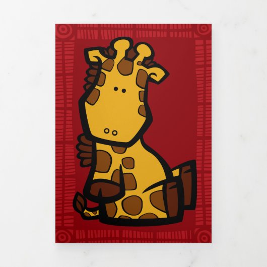 Giraffe-Puzzle-Grüße-Karte Dreifach Gefaltete Urlaubskarte (Cover)