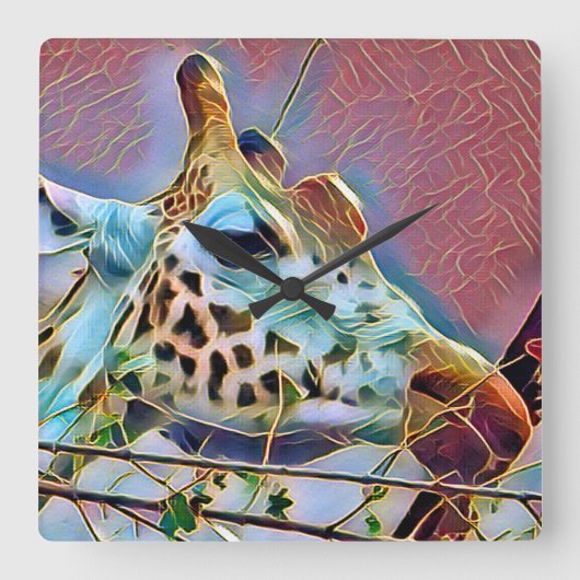 GIRAFFE QUADRATISCHE WANDUHR (Vorderseite)