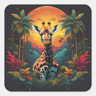 Giraffe   quadratischer aufkleber