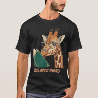 Giraffe Reading Book Eyeglasses Animals Lehrer T-Shirt