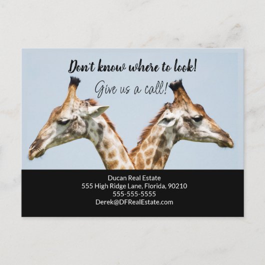 Giraffe Real Anwesen Marketing verkaufen Postkarte (Vorderseite)