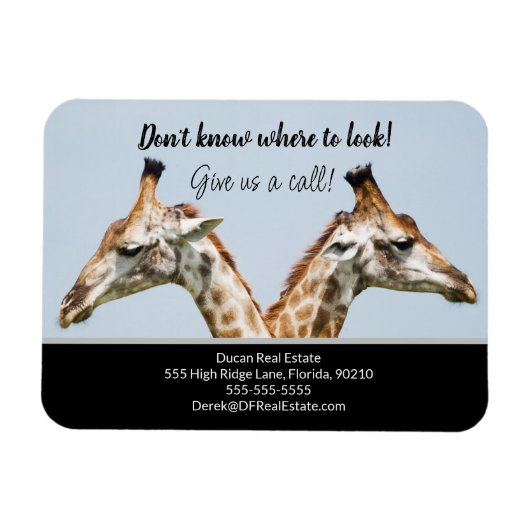Giraffe real estate marketing sell postcard magnet (Horizontal)