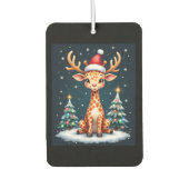 Giraffe Reindeer Hat Santa Christmas Tree Funny Xm Autolufterfrischer (Vorderseite)