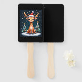 Giraffe Reindeer Hat Santa Christmas Tree Funny Xm Fächer (Vorne und Hinten)