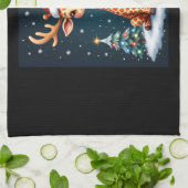 Giraffe Reindeer Hat Santa Christmas Tree Funny Xm Geschirrtuch (Gefaltet)