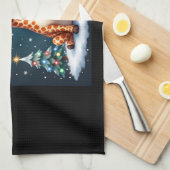 Giraffe Reindeer Hat Santa Christmas Tree Funny Xm Geschirrtuch (Viertel Falte)